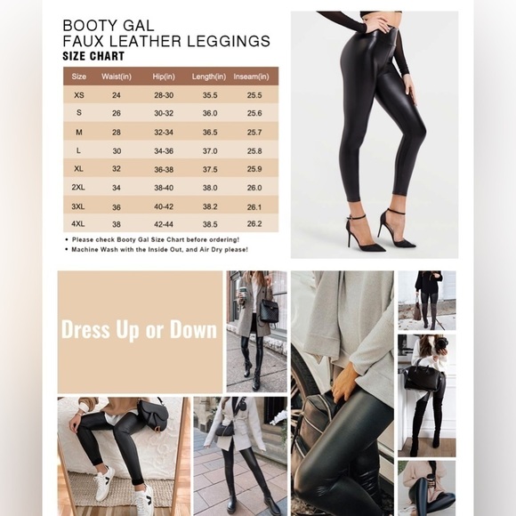 Faux Leather Leggings Women High Waist Pants Black Elastic Tights Black X-Large - Picture 2 of 8